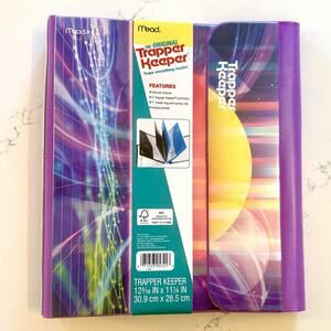 Mead Trapper Keeper Binder Retro Neon Galaxy Sunset Design 1” New with Tags